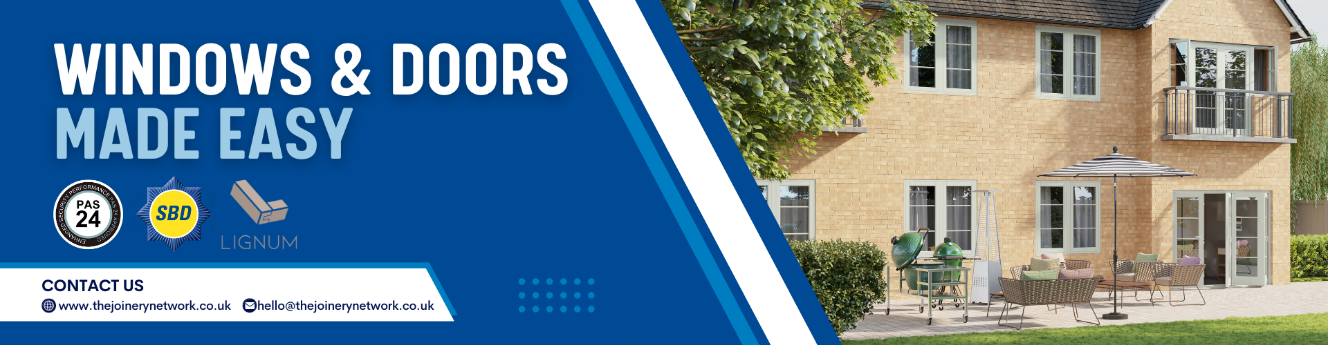 A promotional banner outlining thesimplicty and ease of use of the Lignum tooling system for timber windows and doors