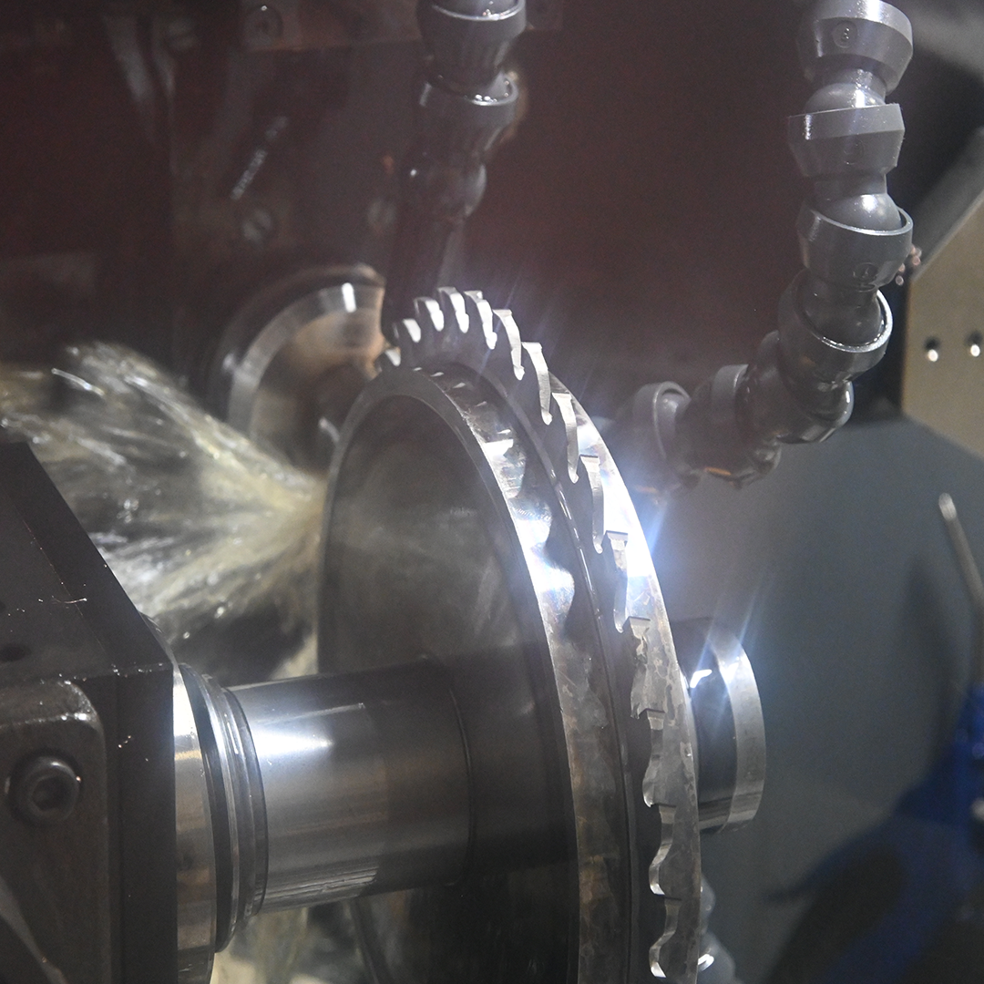 Diamond saw blade sharpening on a non-Leitz saw blade on a CNC grinder