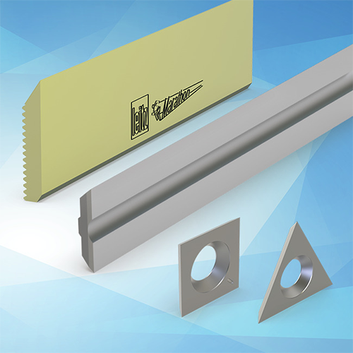 a group of knives including planer blades, turn blade knives, spurs and carbide inserts