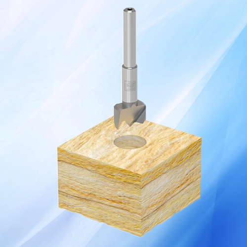 A graphic displaying the applciation of a Leitz hinge drill bit