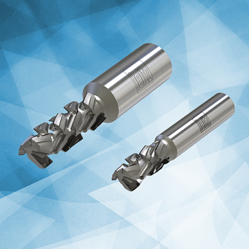 Two leitz Diamaster Z3+3 diamond router cutter on a light blue background