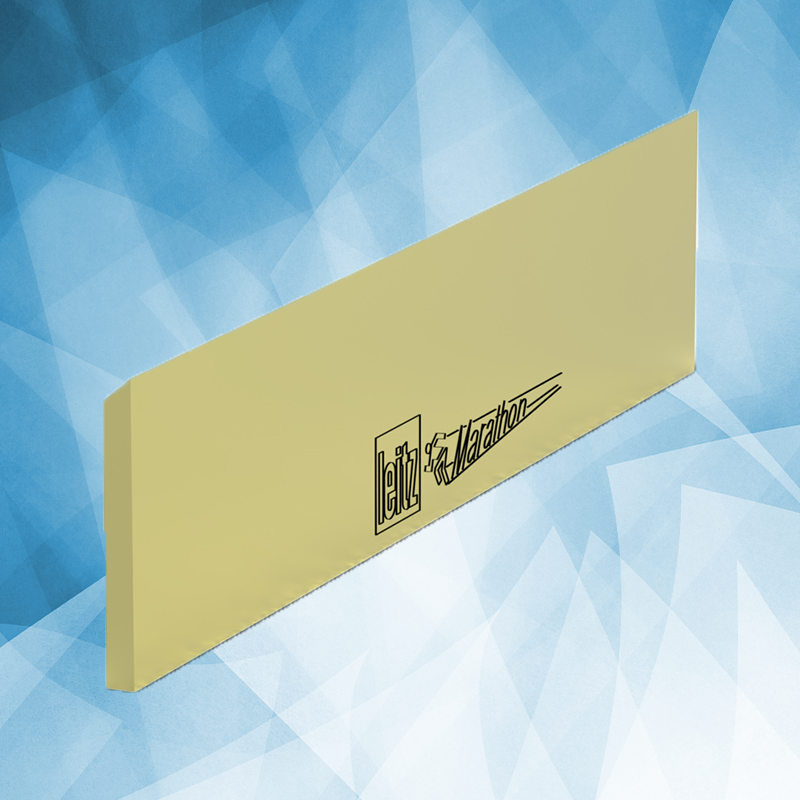 A marathon coated Leitz planer blade on a light blue background
