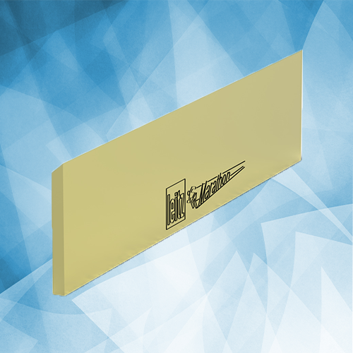 A marathon coated Leitz planer blade on a light blue background