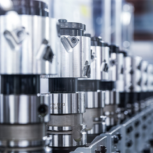 A selection of Leitz diamond cutter heads on a CNC sharpening machine