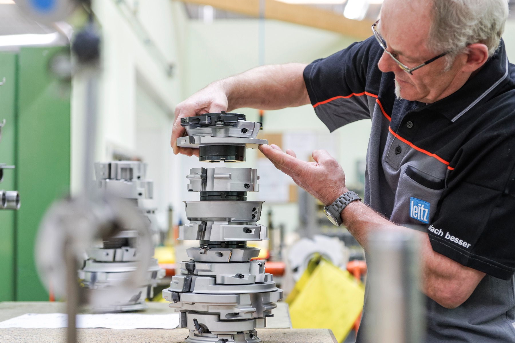 A Leitz Profile cutter being serviced and cleaned