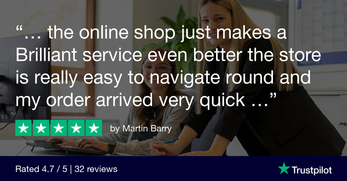 A graphic of a Trustpilot review from Martin Barry